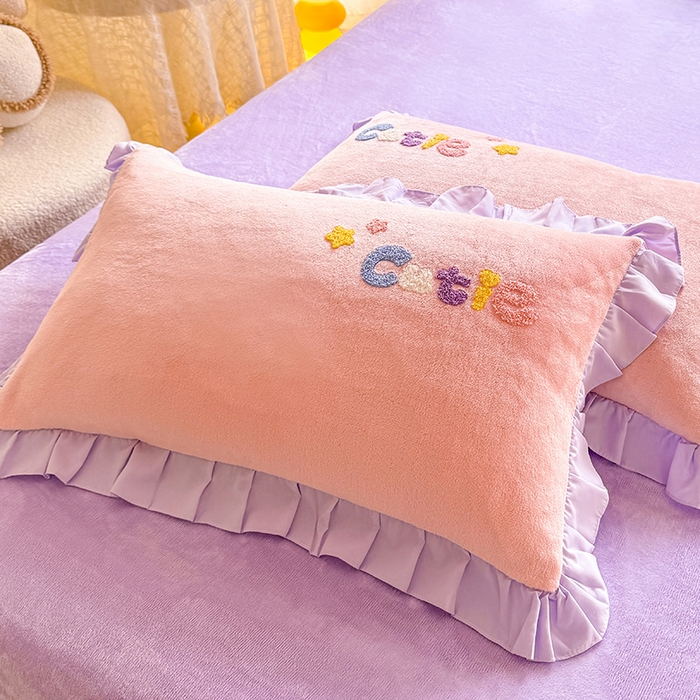 雨菲家纺 2025新款牛奶绒单品枕套枕套单件 牛奶绒美美兔粉紫