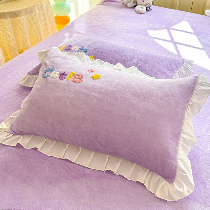 雨菲家纺 2025新款牛奶绒单品枕套枕套单件 牛奶绒美美兔紫