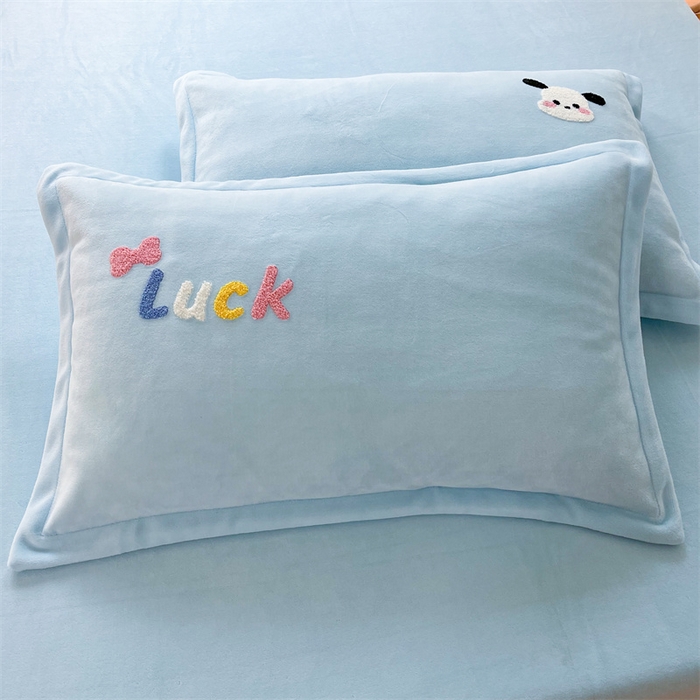 雨菲家纺 2025新款牛奶绒单品枕套枕套单件 牛奶绒调皮狗蓝
