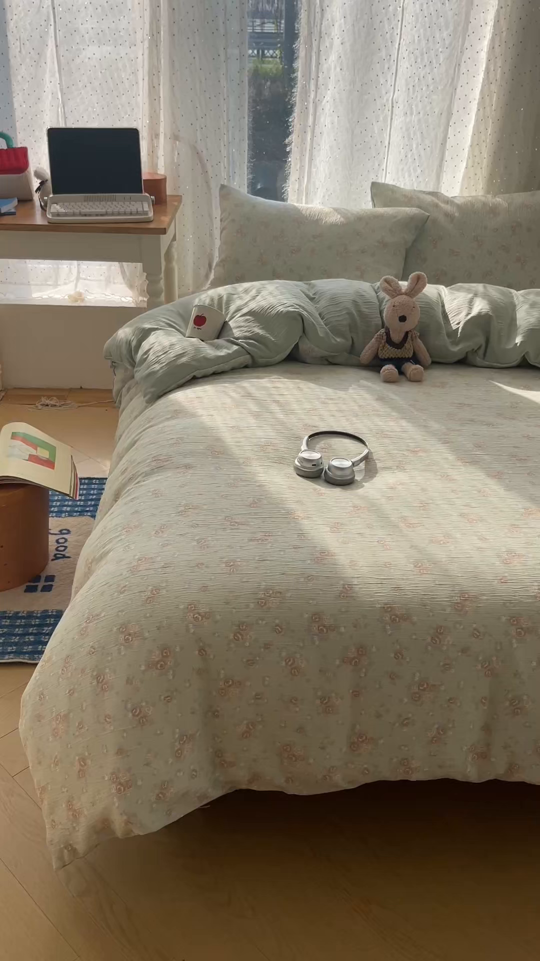 91家纺网 家纺一手货源 找家纺 星禾优选 2025新款甄选三层纱印花四件套 玫瑰夜-绿