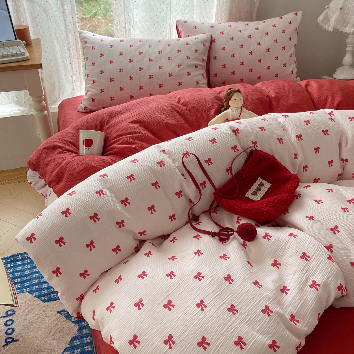 91家纺网 家纺一手货源 找家纺 星禾优选 2025新款甄选三层纱印花四件套 莓果结