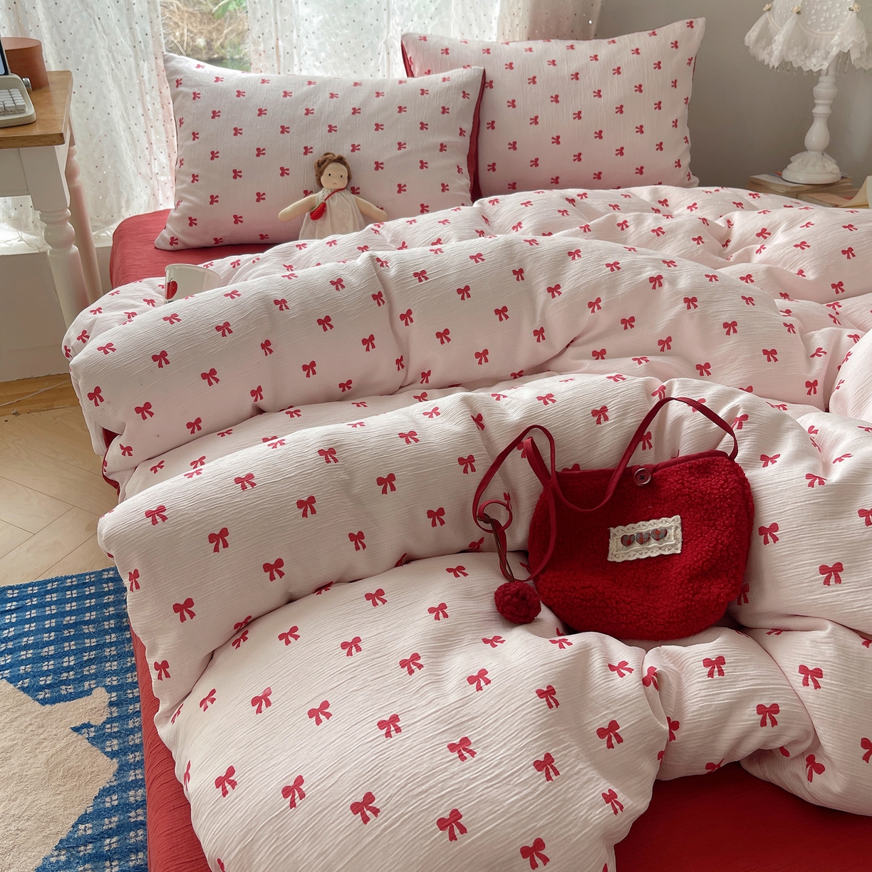 91家纺网 家纺一手货源 找家纺 星禾优选 2025新款甄选三层纱印花四件套 莓果结