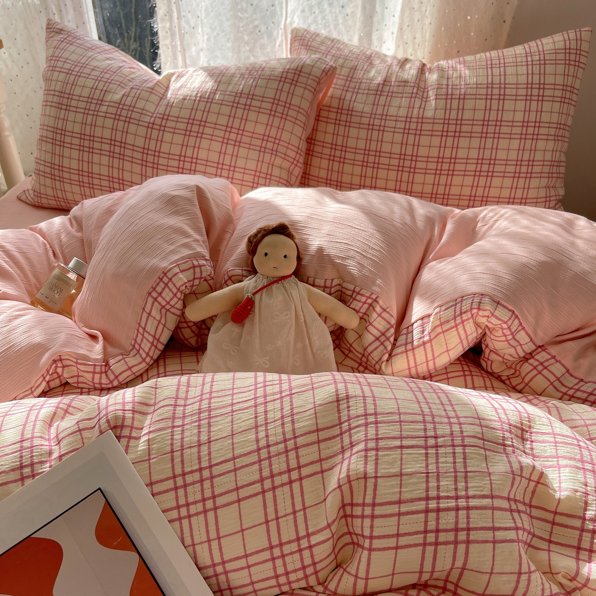 91家纺网 家纺一手货源 找家纺 星禾优选 2025新款甄选三层纱印花四件套 梅森粉