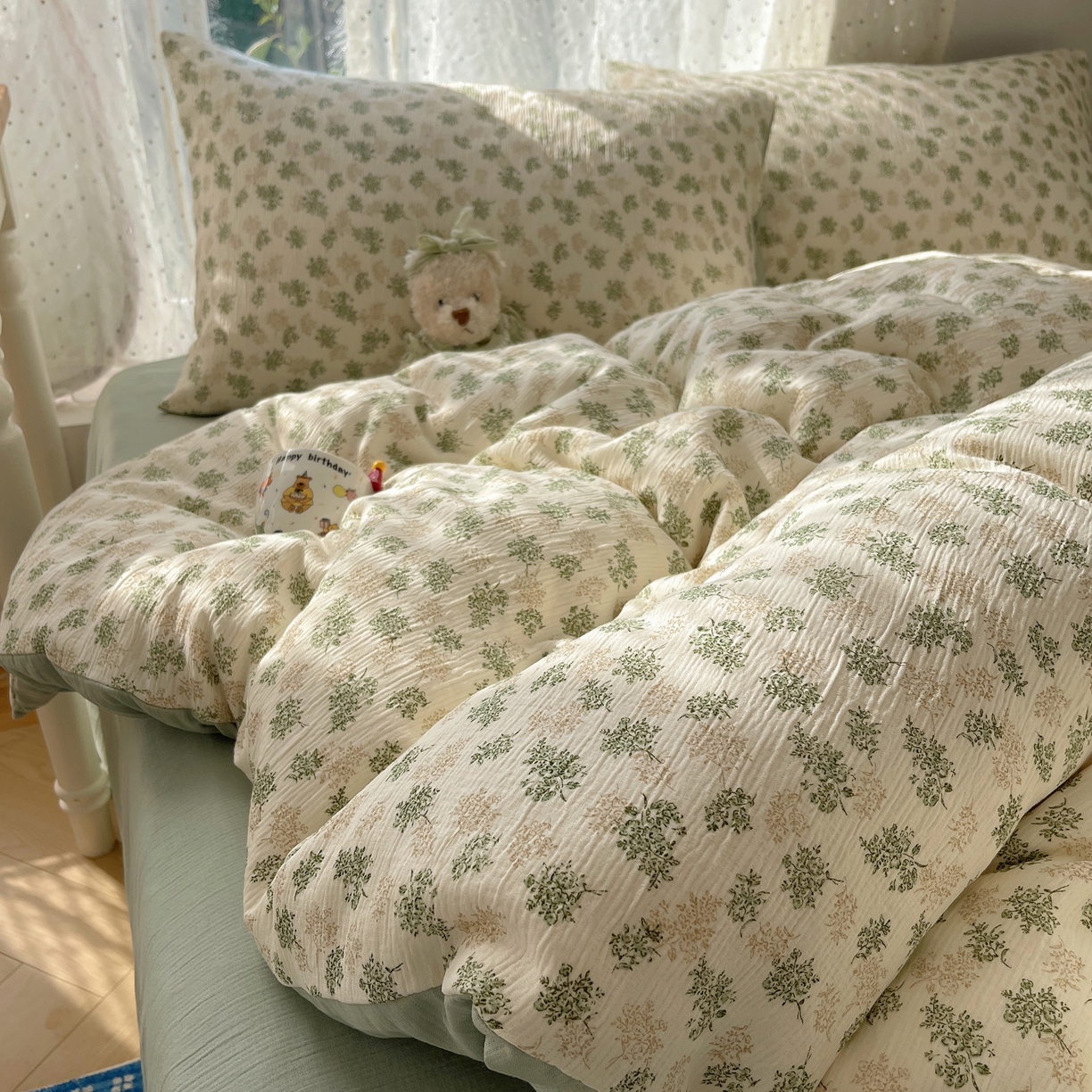 91家纺网 家纺一手货源 找家纺 星禾优选 2025新款甄选三层纱印花四件套 沐风