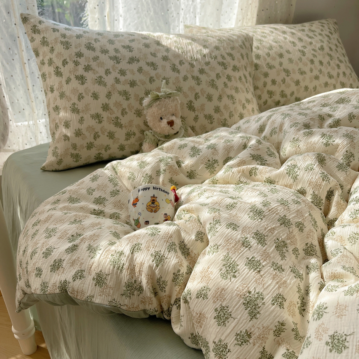 91家纺网 家纺一手货源 找家纺 星禾优选 2025新款甄选三层纱印花四件套 沐风