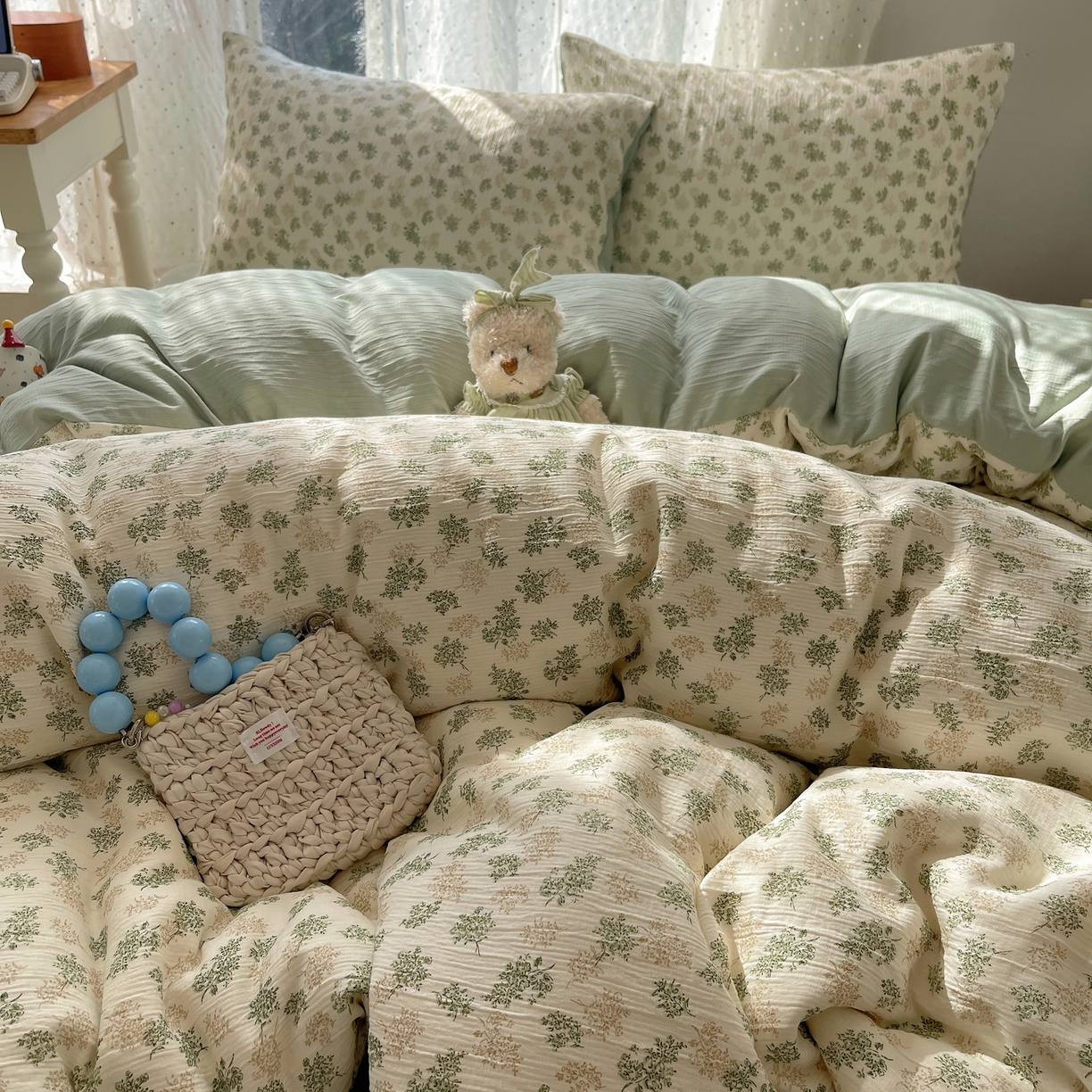 91家纺网 家纺一手货源 找家纺 星禾优选 2025新款甄选三层纱印花四件套 沐风