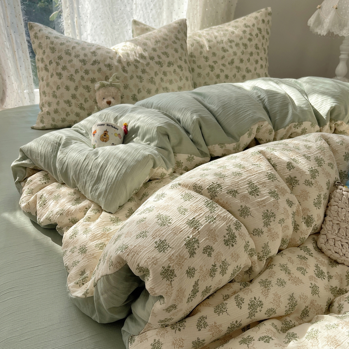 91家纺网 家纺一手货源 找家纺 星禾优选 2025新款甄选三层纱印花四件套 沐风