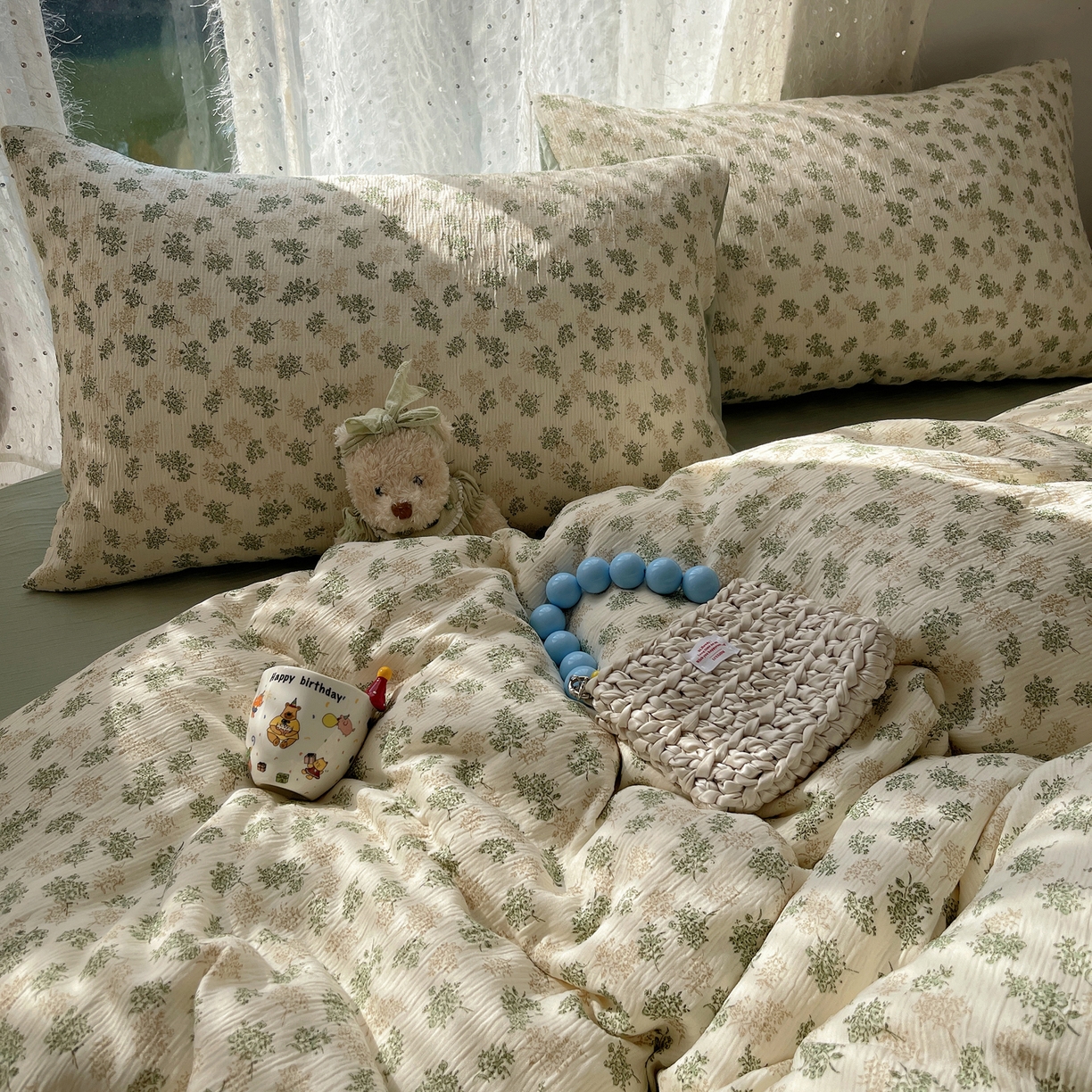 91家纺网 家纺一手货源 找家纺 星禾优选 2025新款甄选三层纱印花四件套 沐风