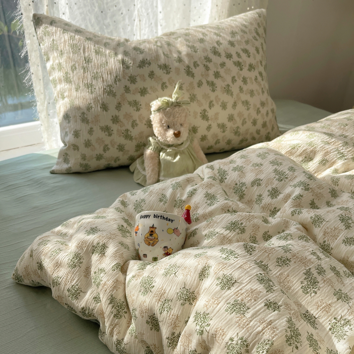 91家纺网 家纺一手货源 找家纺 星禾优选 2025新款甄选三层纱印花四件套 沐风