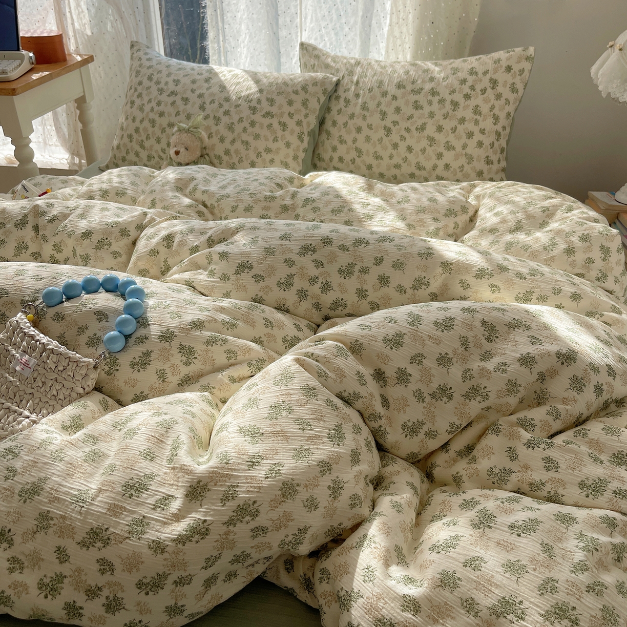 91家纺网 家纺一手货源 找家纺 星禾优选 2025新款甄选三层纱印花四件套 沐风