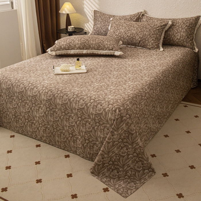 91家纺网 家纺一手货源 找家纺 优米家纺 2025新款加厚全棉磨毛提花纯色床单系列 半夏清风