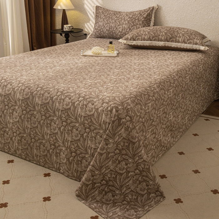 91家纺网 家纺一手货源 找家纺 优米家纺 2025新款加厚全棉磨毛提花纯色床单系列 半夏清风