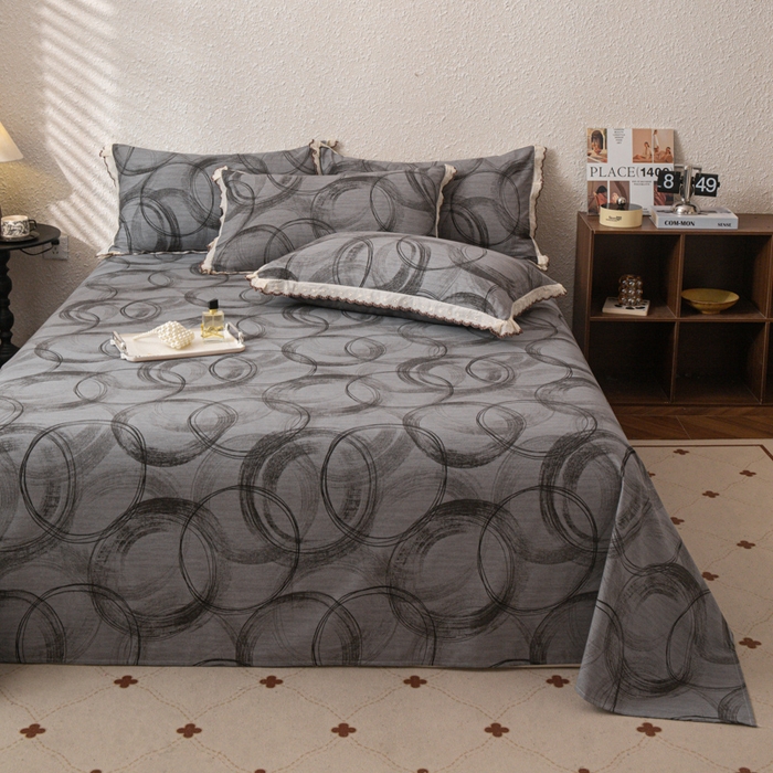 91家纺网 家纺一手货源 找家纺 优米家纺 2025新款加厚全棉磨毛提花纯色床单系列 英伦时刻