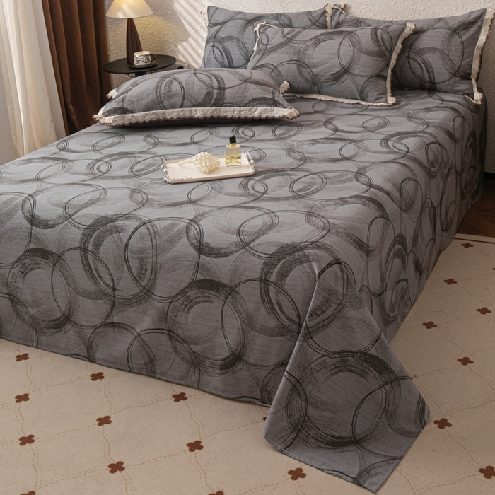 91家纺网 家纺一手货源 找家纺 优米家纺 2025新款加厚全棉磨毛提花纯色床单系列 英伦时刻