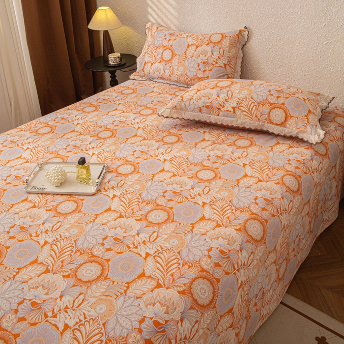 91家纺网 家纺一手货源 找家纺 优米家纺 2025新款加厚全棉磨毛提花纯色床单系列 满园花开