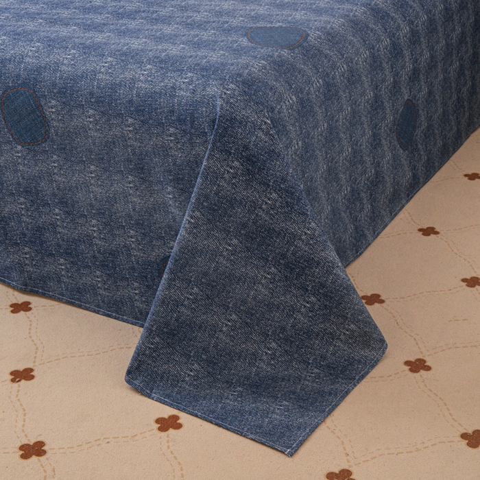 91家纺网 家纺一手货源 找家纺 优米家纺 2025新款加厚全棉磨毛提花纯色床单系列 青花岁月