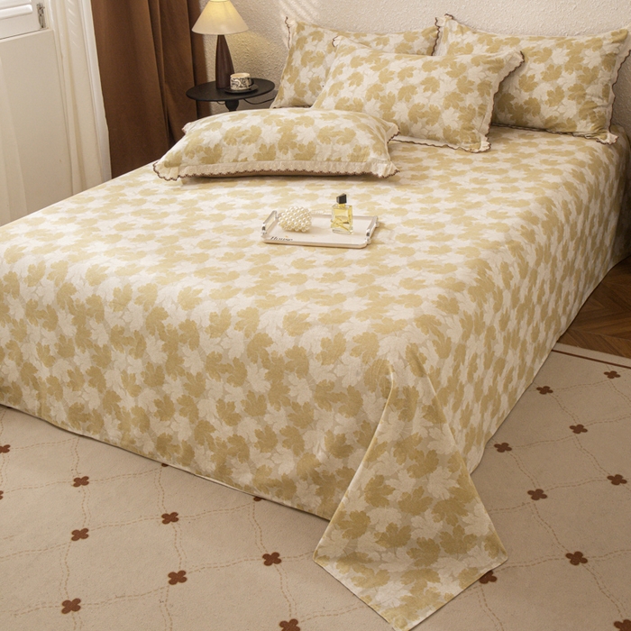 91家纺网 家纺一手货源 找家纺 优米家纺 2025新款加厚全棉磨毛提花纯色床单系列 水木年华