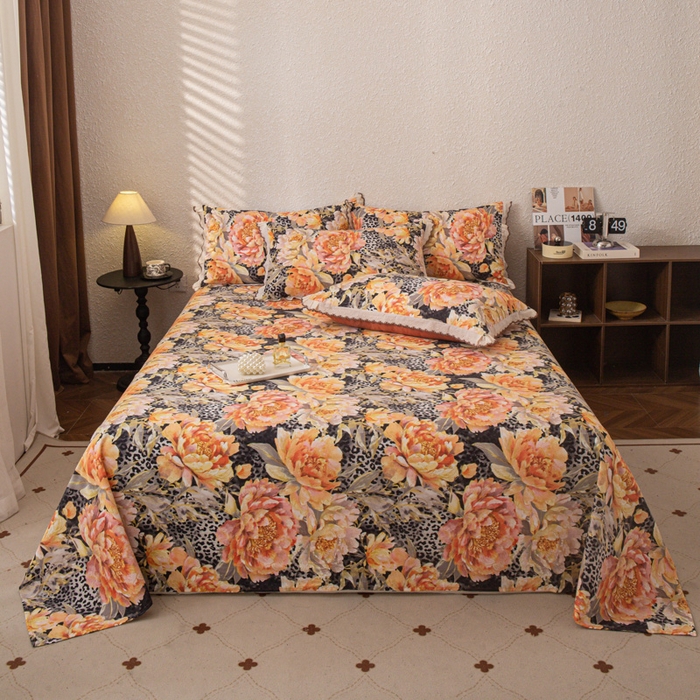 优米家纺 2025新款加厚全棉磨毛提花纯色床单系列 花之舞