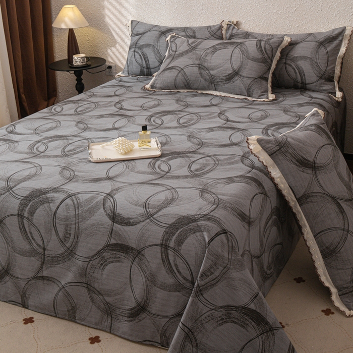 91家纺网 家纺一手货源 找家纺 优米家纺 2025新款加厚全棉磨毛提花纯色床单系列 英伦时刻