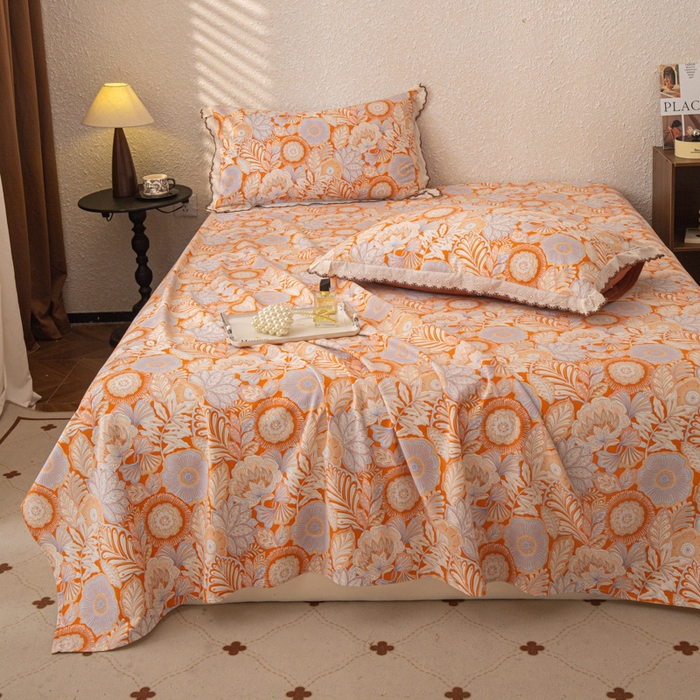 91家纺网 家纺一手货源 找家纺 优米家纺 2025新款加厚全棉磨毛提花纯色床单系列 满园花开