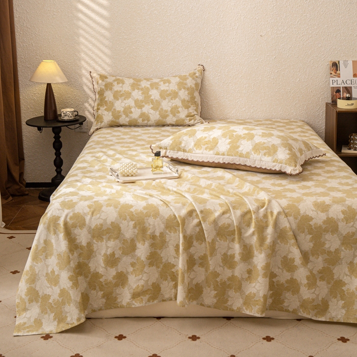 91家纺网 家纺一手货源 找家纺 优米家纺 2025新款加厚全棉磨毛提花纯色床单系列 水木年华