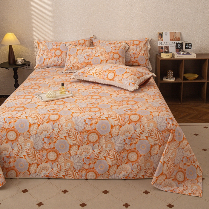 91家纺网 家纺一手货源 找家纺 优米家纺 2025新款加厚全棉磨毛提花纯色床单系列 满园花开