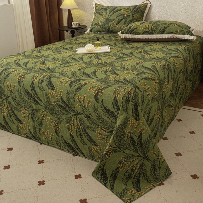 91家纺网 家纺一手货源 找家纺 优米家纺 2025新款加厚全棉磨毛提花纯色床单系列 陌上花开