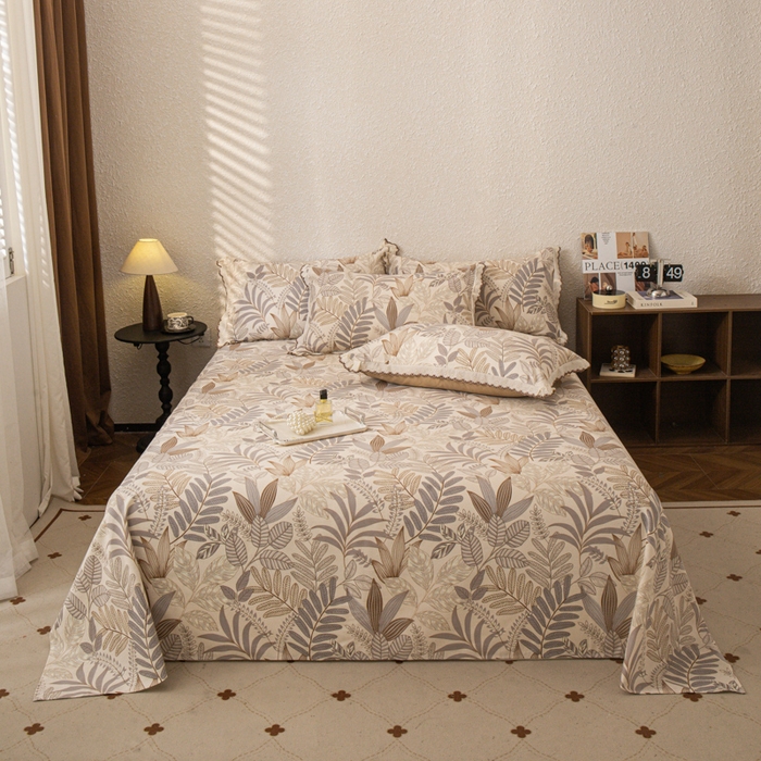 优米家纺 2025新款加厚全棉磨毛提花纯色床单系列 秋意浓