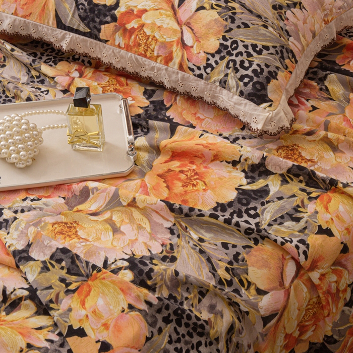 91家纺网 家纺一手货源 找家纺 优米家纺 2025新款加厚全棉磨毛提花纯色床单系列 花之舞