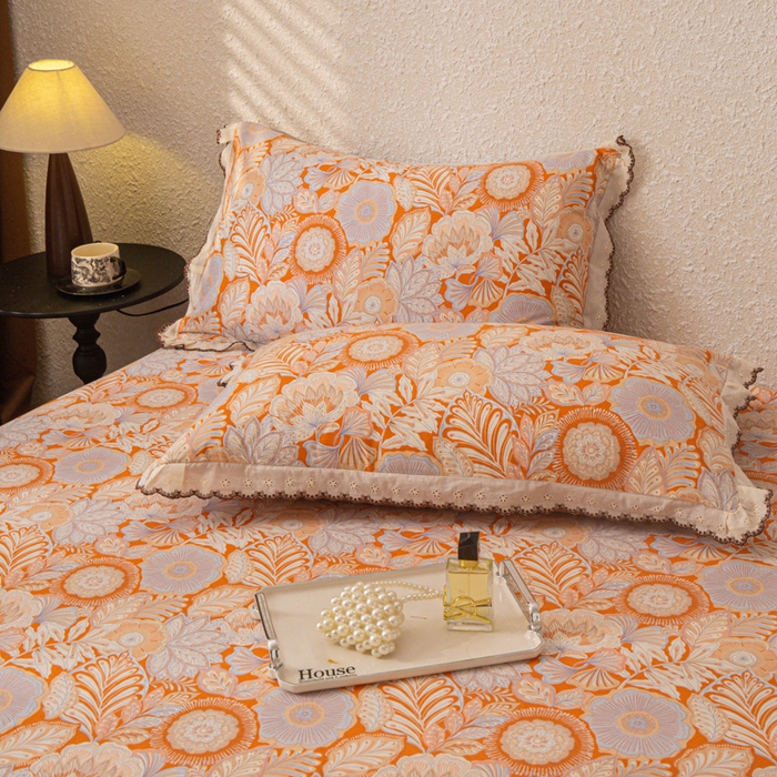 91家纺网 家纺一手货源 找家纺 优米家纺 2025新款加厚全棉磨毛提花纯色床单系列 满园花开