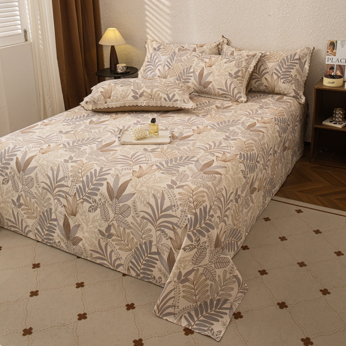 91家纺网 家纺一手货源 找家纺 优米家纺 2025新款加厚全棉磨毛提花纯色床单系列 秋意浓