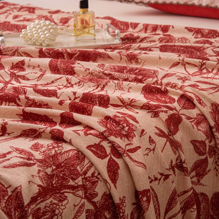 91家纺网 家纺一手货源 找家纺 优米家纺 2025新款加厚全棉磨毛提花纯色床单系列 浮绘花影