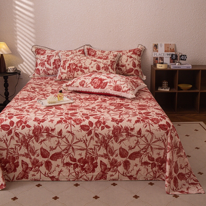 91家纺网 家纺一手货源 找家纺 优米家纺 2025新款加厚全棉磨毛提花纯色床单系列 浮绘花影