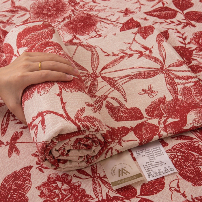 91家纺网 家纺一手货源 找家纺 优米家纺 2025新款加厚全棉磨毛提花纯色床单系列 浮绘花影