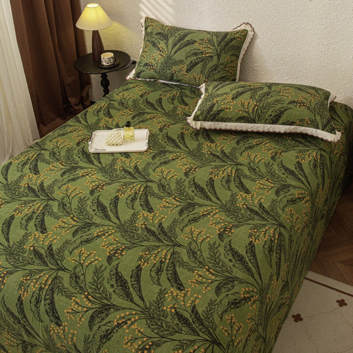 91家纺网 家纺一手货源 找家纺 优米家纺 2025新款加厚全棉磨毛提花纯色床单系列 陌上花开