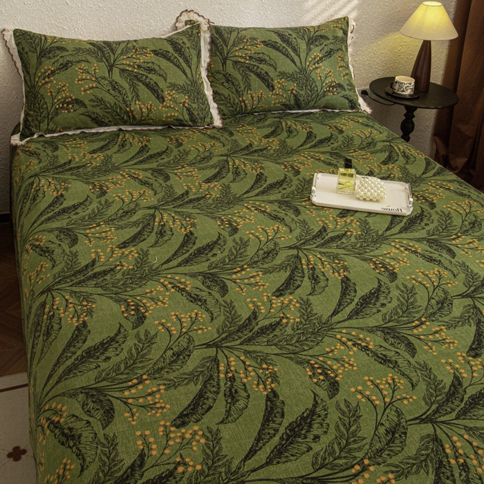 91家纺网 家纺一手货源 找家纺 优米家纺 2025新款加厚全棉磨毛提花纯色床单系列 陌上花开