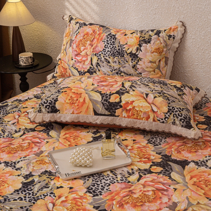 91家纺网 家纺一手货源 找家纺 优米家纺 2025新款加厚全棉磨毛提花纯色床单系列 花之舞