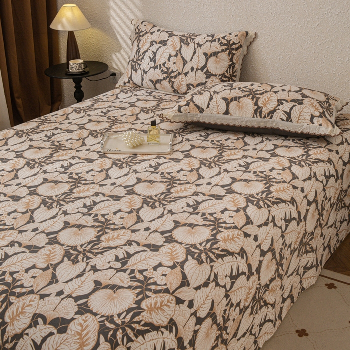 91家纺网 家纺一手货源 找家纺 优米家纺 2025新款加厚全棉磨毛提花纯色床单系列 漫步花庭