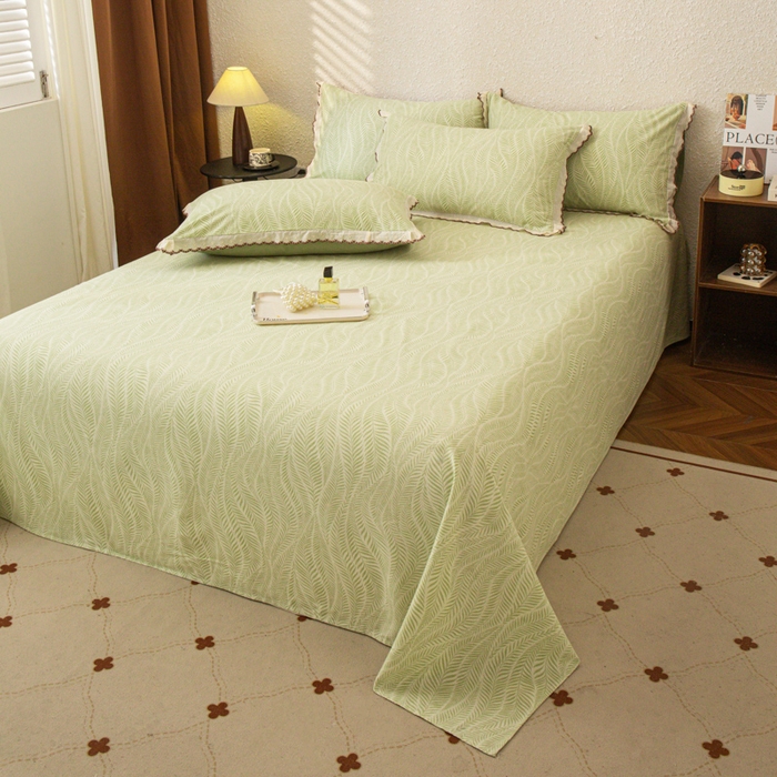 91家纺网 家纺一手货源 找家纺 优米家纺 2025新款加厚全棉磨毛提花纯色床单系列 海棠花开