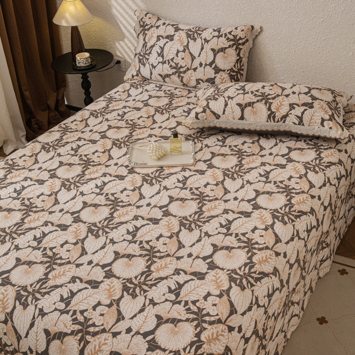 91家纺网 家纺一手货源 找家纺 优米家纺 2025新款加厚全棉磨毛提花纯色床单系列 漫步花庭