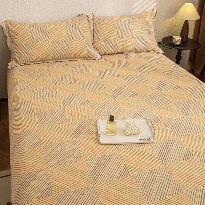 91家纺网 家纺一手货源 找家纺 优米家纺 2025新款加厚全棉磨毛提花纯色床单系列 温馨午后