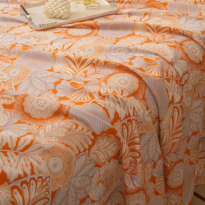 91家纺网 家纺一手货源 找家纺 优米家纺 2025新款加厚全棉磨毛提花纯色床单系列 满园花开