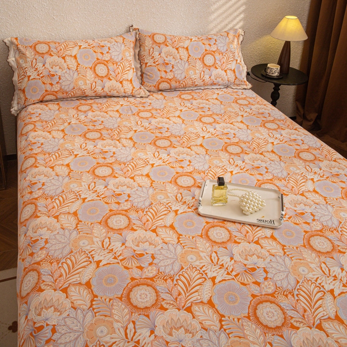 91家纺网 家纺一手货源 找家纺 优米家纺 2025新款加厚全棉磨毛提花纯色床单系列 满园花开