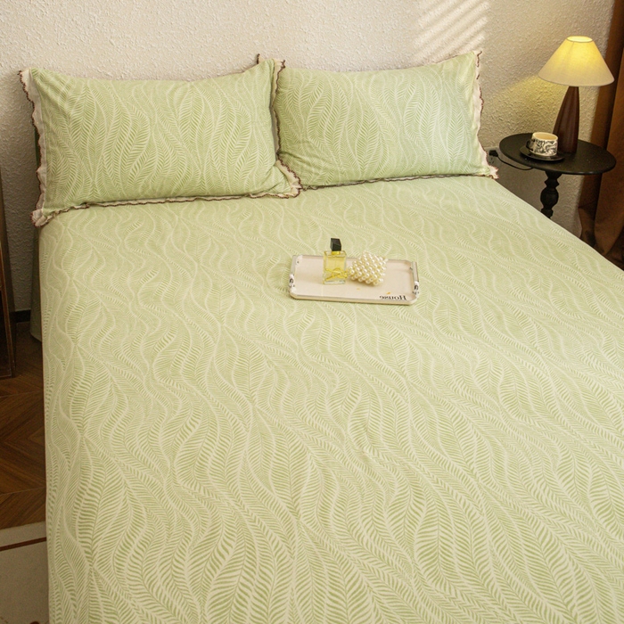 91家纺网 家纺一手货源 找家纺 优米家纺 2025新款加厚全棉磨毛提花纯色床单系列 海棠花开