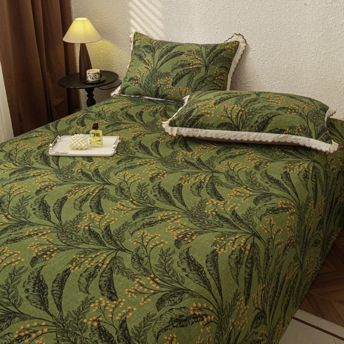 91家纺网 家纺一手货源 找家纺 优米家纺 2025新款加厚全棉磨毛提花纯色床单系列 陌上花开