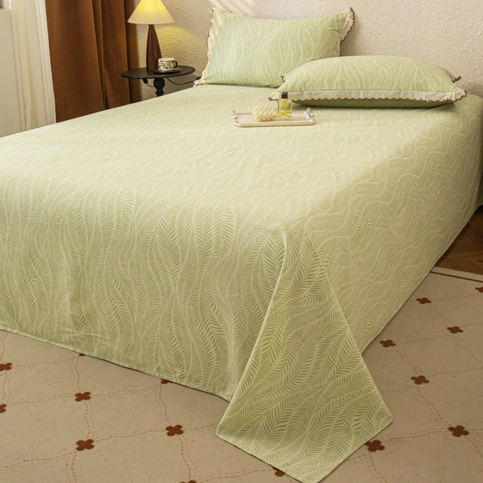 91家纺网 家纺一手货源 找家纺 优米家纺 2025新款加厚全棉磨毛提花纯色床单系列 海棠花开