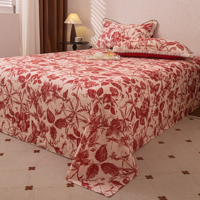 91家纺网 家纺一手货源 找家纺 优米家纺 2025新款加厚全棉磨毛提花纯色床单系列 浮绘花影