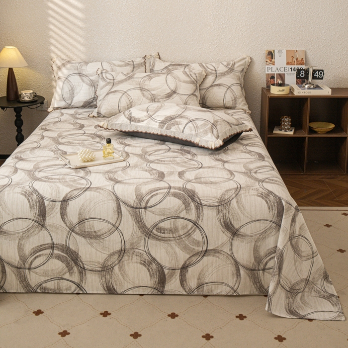 91家纺网 家纺一手货源 找家纺 优米家纺 2025新款加厚全棉磨毛提花纯色床单系列 南城旧梦