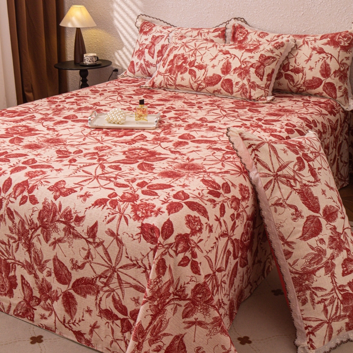 91家纺网 家纺一手货源 找家纺 优米家纺 2025新款加厚全棉磨毛提花纯色床单系列 浮绘花影