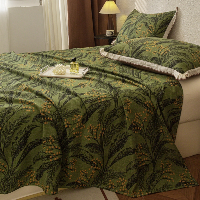 91家纺网 家纺一手货源 找家纺 优米家纺 2025新款加厚全棉磨毛提花纯色床单系列 陌上花开